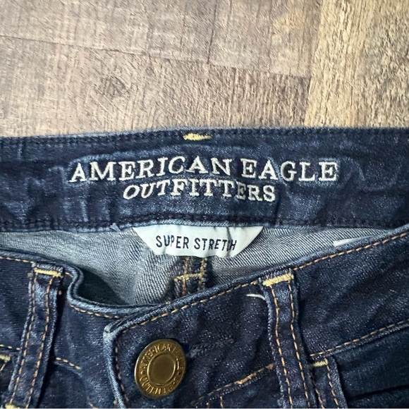 American Eagle Super Stretch Dark Blue skinny jeans/jeggings size 2 long euc - Picture 3 of 6